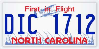 NC license plate DIC1712