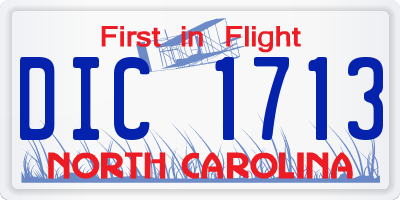 NC license plate DIC1713