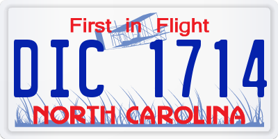NC license plate DIC1714