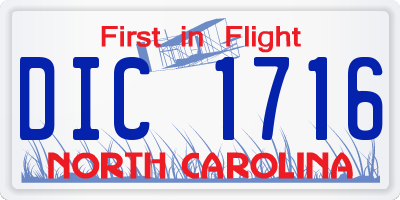 NC license plate DIC1716