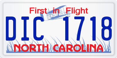 NC license plate DIC1718