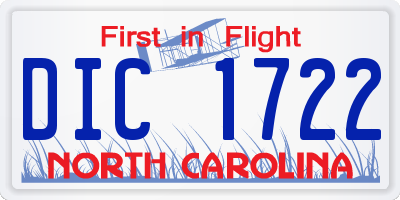 NC license plate DIC1722