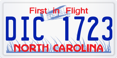 NC license plate DIC1723
