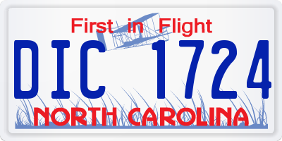 NC license plate DIC1724