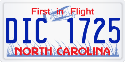 NC license plate DIC1725