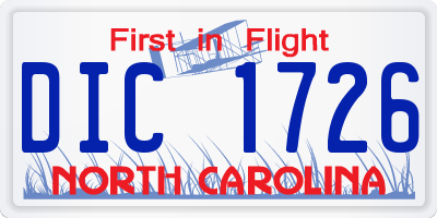 NC license plate DIC1726