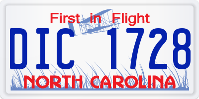 NC license plate DIC1728