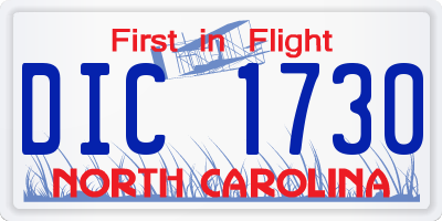 NC license plate DIC1730