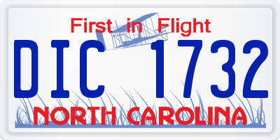 NC license plate DIC1732