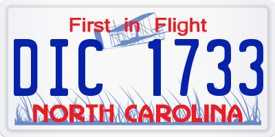 NC license plate DIC1733