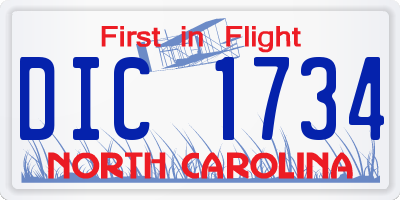 NC license plate DIC1734