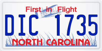 NC license plate DIC1735
