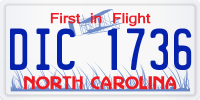 NC license plate DIC1736