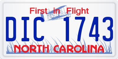 NC license plate DIC1743