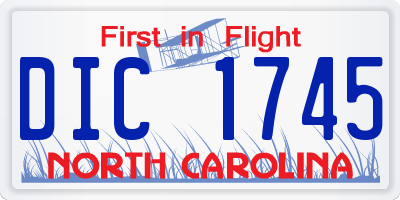 NC license plate DIC1745