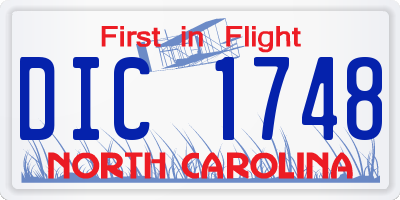 NC license plate DIC1748