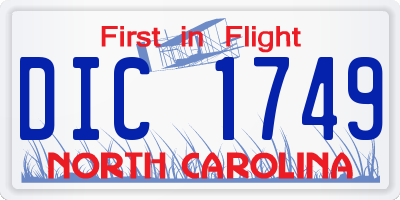 NC license plate DIC1749