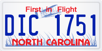 NC license plate DIC1751