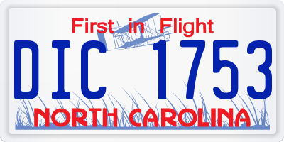 NC license plate DIC1753
