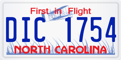 NC license plate DIC1754