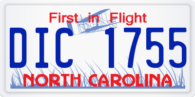 NC license plate DIC1755
