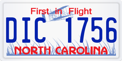 NC license plate DIC1756