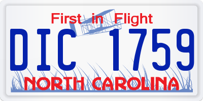 NC license plate DIC1759