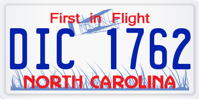 NC license plate DIC1762