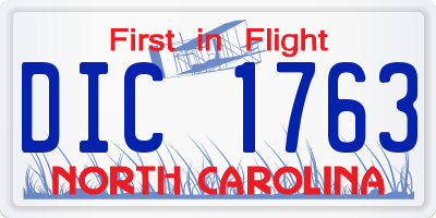 NC license plate DIC1763