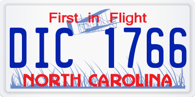 NC license plate DIC1766