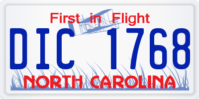 NC license plate DIC1768