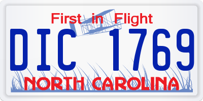 NC license plate DIC1769