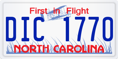 NC license plate DIC1770