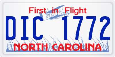 NC license plate DIC1772