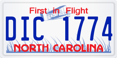 NC license plate DIC1774