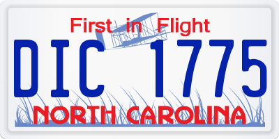 NC license plate DIC1775