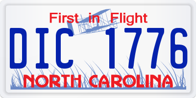 NC license plate DIC1776