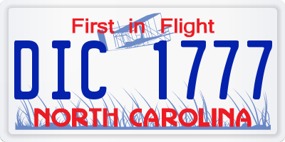 NC license plate DIC1777