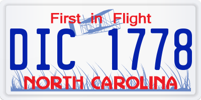 NC license plate DIC1778