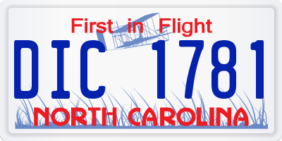 NC license plate DIC1781