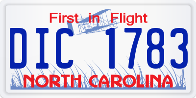 NC license plate DIC1783