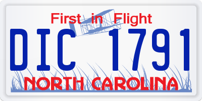 NC license plate DIC1791