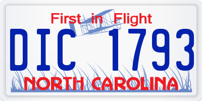 NC license plate DIC1793