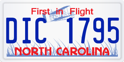 NC license plate DIC1795