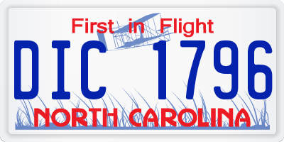 NC license plate DIC1796