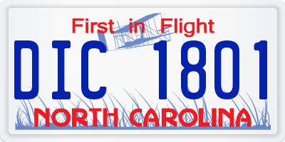 NC license plate DIC1801