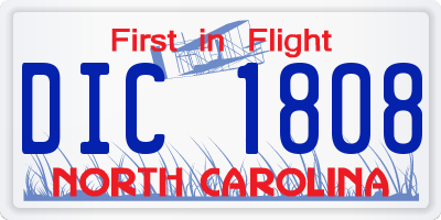 NC license plate DIC1808