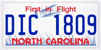 NC license plate DIC1809