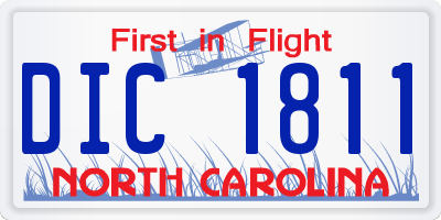 NC license plate DIC1811