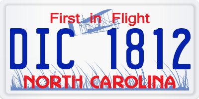 NC license plate DIC1812